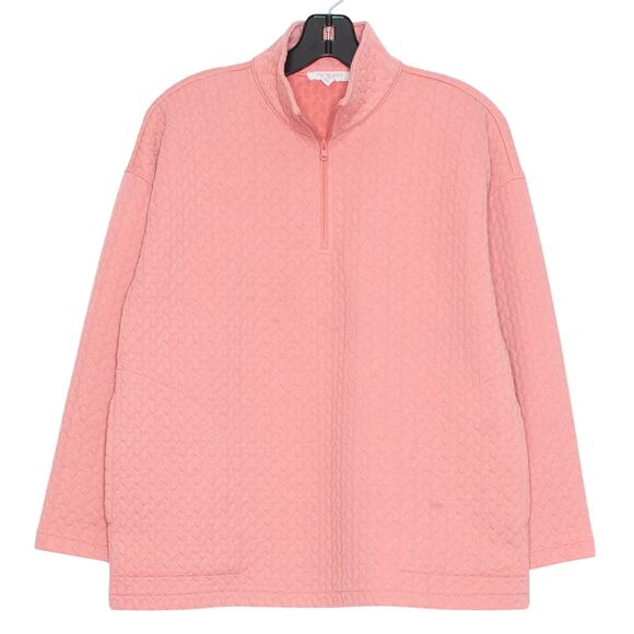 T by Talbots Pullover Textured 1/4 Zip Y2K Minimalist Cottage Athleisure Cozy PM - Picture 1 of 5